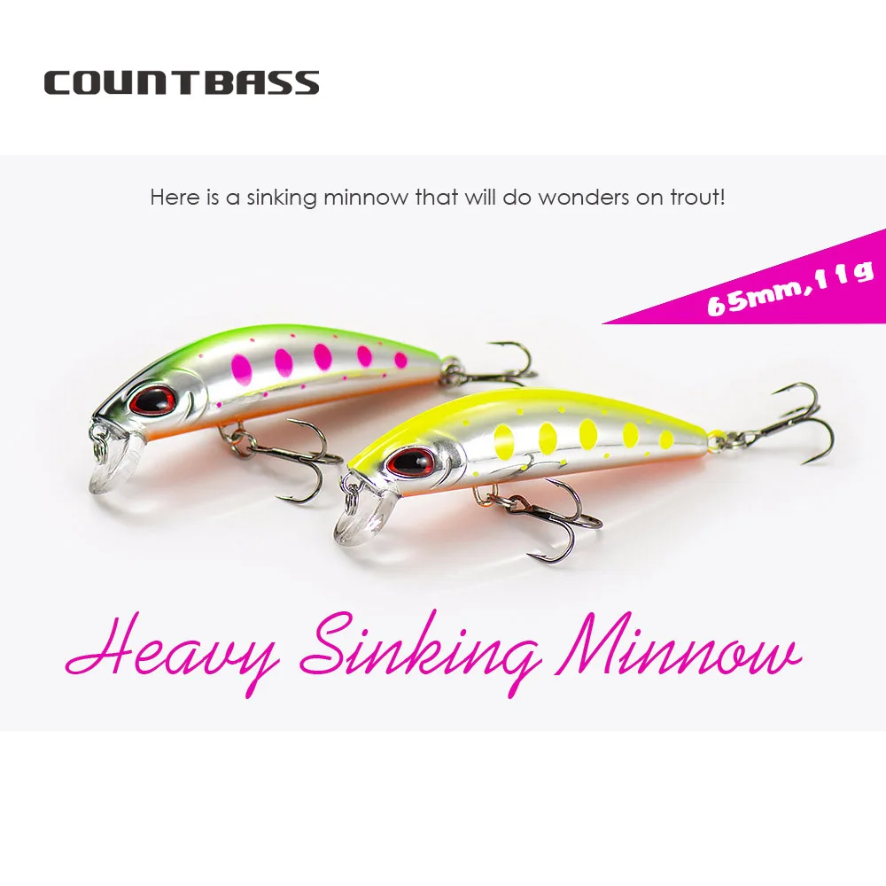 Countbass Afundando Minnow 65 mm 2-1/2" 11 g 3/8 oz. Señuelos de pesca de buceo de 0,8-1,2 m para trucha, cebo duro Isca Pesca Artificiali - imagen 3