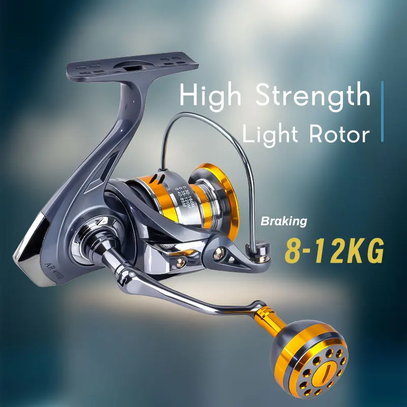 Carrete de Metal DEUKIO, carrete giratorio de pesca para rodamientos de bolas de carpa, mango de Metal, perilla, agarre, aparejos de mar para agua dulce de mar - imagen 4