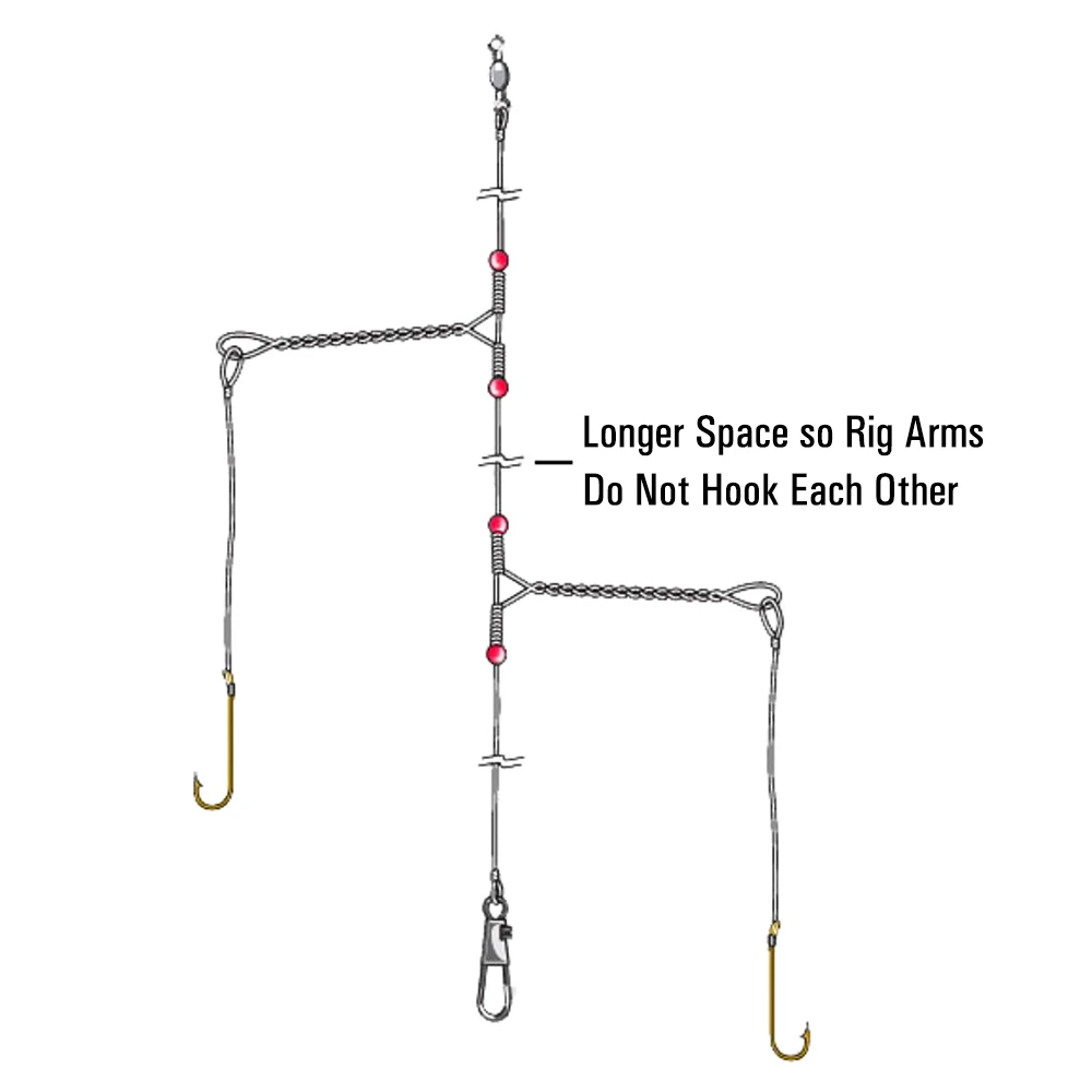 ICERIO 50 Uds forma de T de acero inoxidable Crappie Rig brazo rama equilibrio aparejos de pesca accesorios con cuenta luminosa - imagen 5