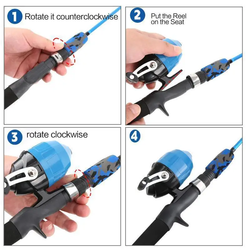 Luya-caña de pescar multifuncional y práctica, rueda de pesca cerrada de doble Color, juego de cañas para niños - imagen 3