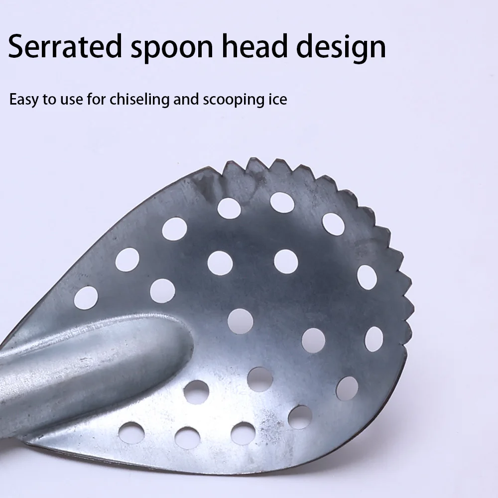 Herramientas de pesca en hielo para invierno, cuchara de hielo de acero inoxidable, colador de pesca en hielo resistente al frío, mango de madera/acero inoxidable, 1 Uds. - imagen 3