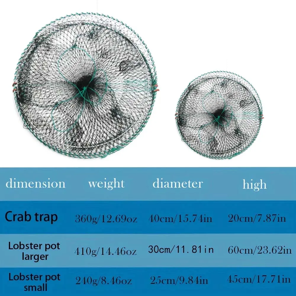 JSFUN Trampa de cebo de pesca, trampas de cebo para cangrejos, jaula de resorte, trampas de pesca de red plegadas portátiles, accesorios de pesca de red - imagen 2