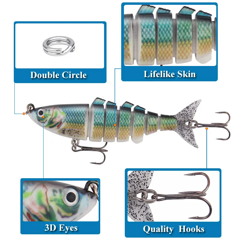 Señuelo de pesca con múltiples secciones articuladas, 1 piezas, 11CM, 25,5g, cebo Artificial Wobbler, Swimbait para lubina - imagen 4