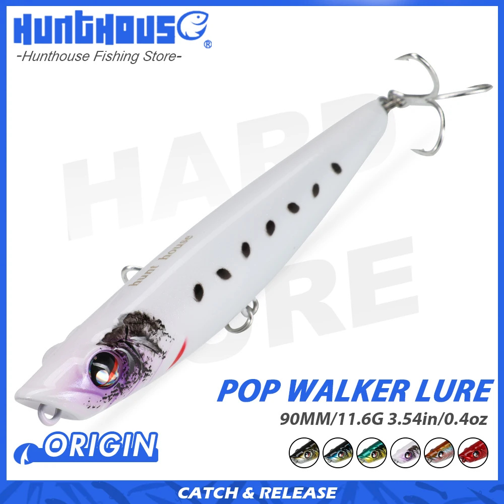 Hunthouse Pop Walker lápiz señuelo de pesca flotante cebo duro Topwater 90mm/11,6g superficie Popper WTD aparejos de pesca de lubina de agua salada - imagen 2