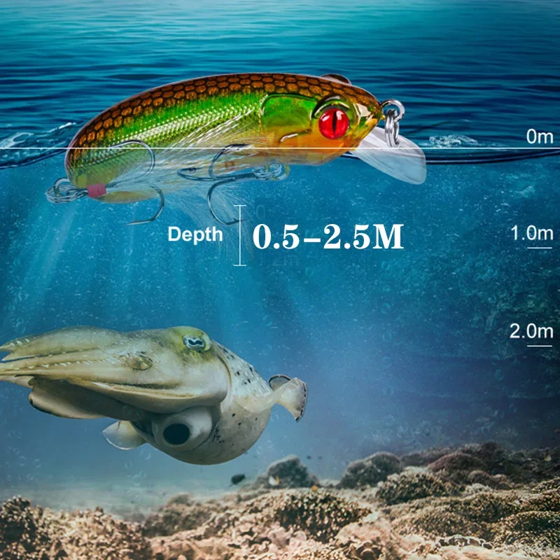 Juego de Señuelos de Pesca de colores mezclados, 8 Uds., 6cm, 9,2g, Kit de aparejos de Wobblers duros, cebos artificiales con anzuelo, Swimbait de buceo, Pesca - imagen 4