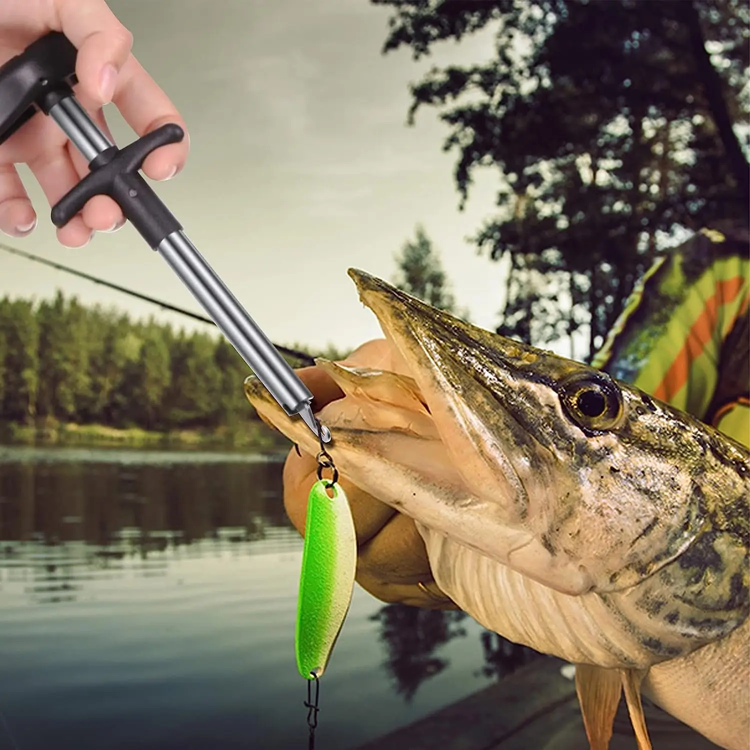 5 unids/set pinza de labio de pesca báscula de pescado electrónica Digital de mano 45kg, Kit de herramientas de cordones removedor de anzuelos, regalo de equipo de pesca en hielo - imagen 4