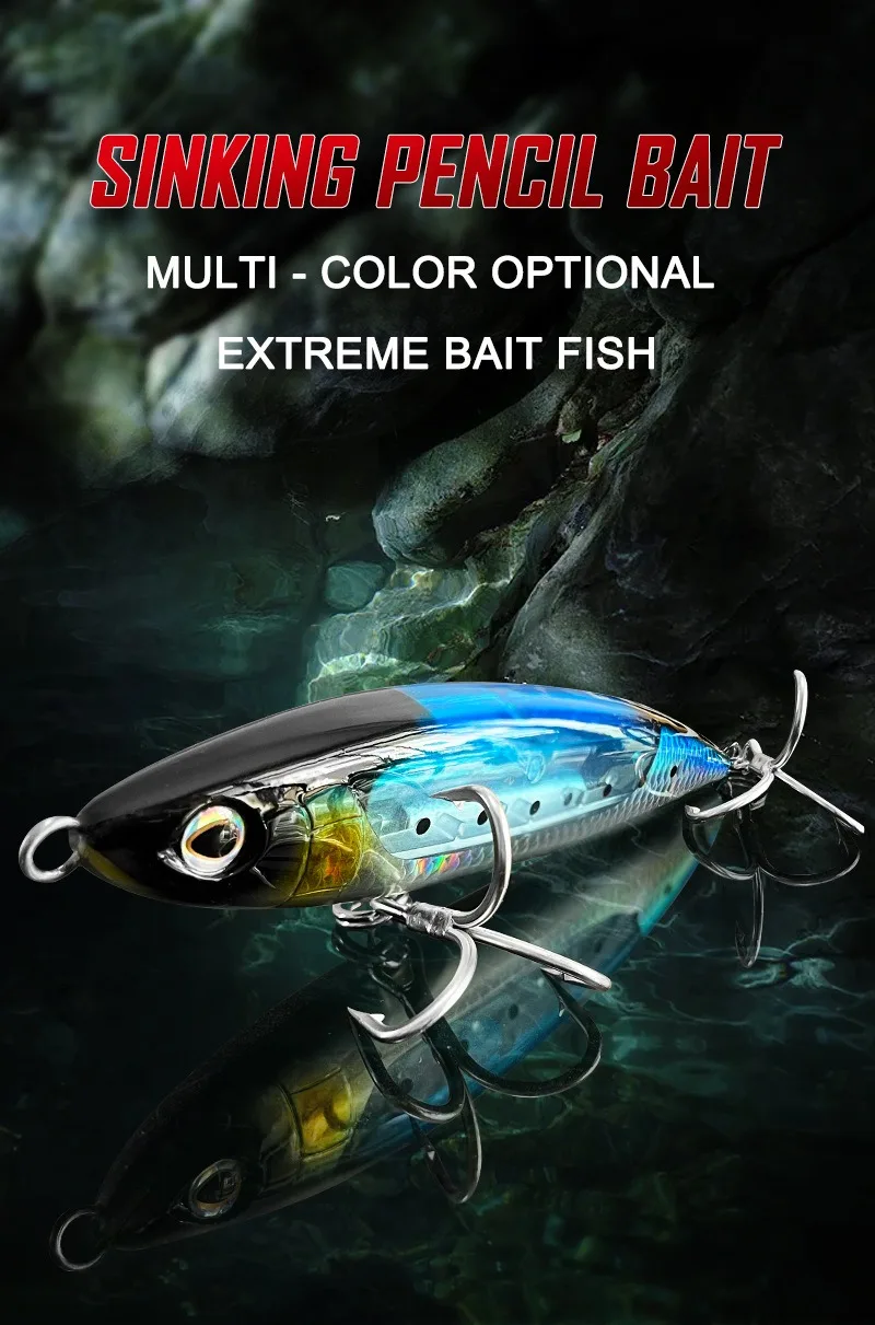 Señuelo de pesca de lápiz hundido AJLURES con acabado de escamas reflectantes