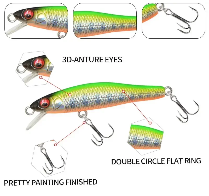 58mm 3,9g 1 Uds Señuelos de Pesca hundimiento Minnow cebo duro Artificial Wobblers Peche Leurre para lubina pesca de trucha señuelo Minnow - imagen 3