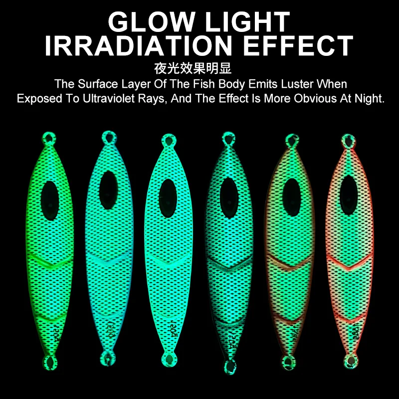 TEASER J157 80G-250G señuelo de metal de hundimiento rápido que brilla en la oscuridad para pesca en agua salada, pesca en barcos de mar, señuelo de metal de aguas profundas - imagen 4