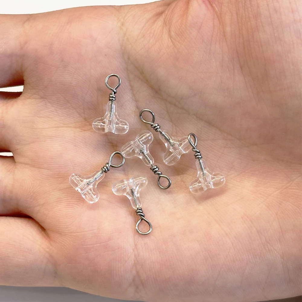 Cuentas cruzadas de pesca de 9KM con broche, 15-30 Uds., cuentas transparentes en forma de T con Clip de enclavamiento, accesorios de conector para aparejos de pesca con señuelo - imagen 3