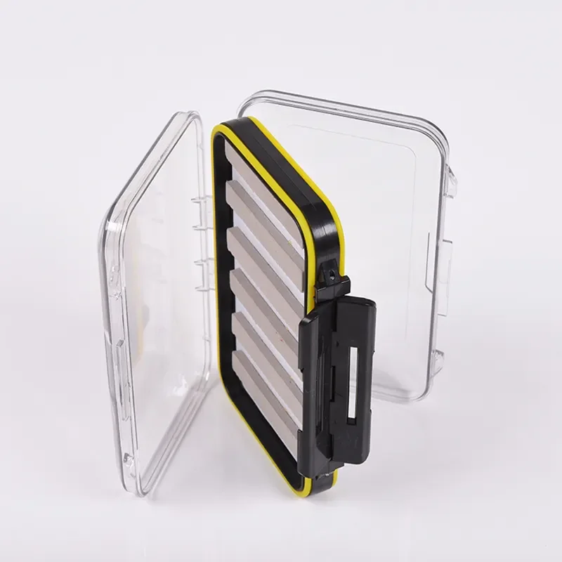 TAKEDO-caja de cebo para moscas, plantilla para pesca con mosca, estuche de almacenamiento para aparejos, caja de pesca con mosca impermeable transparente LF01 - imagen 2