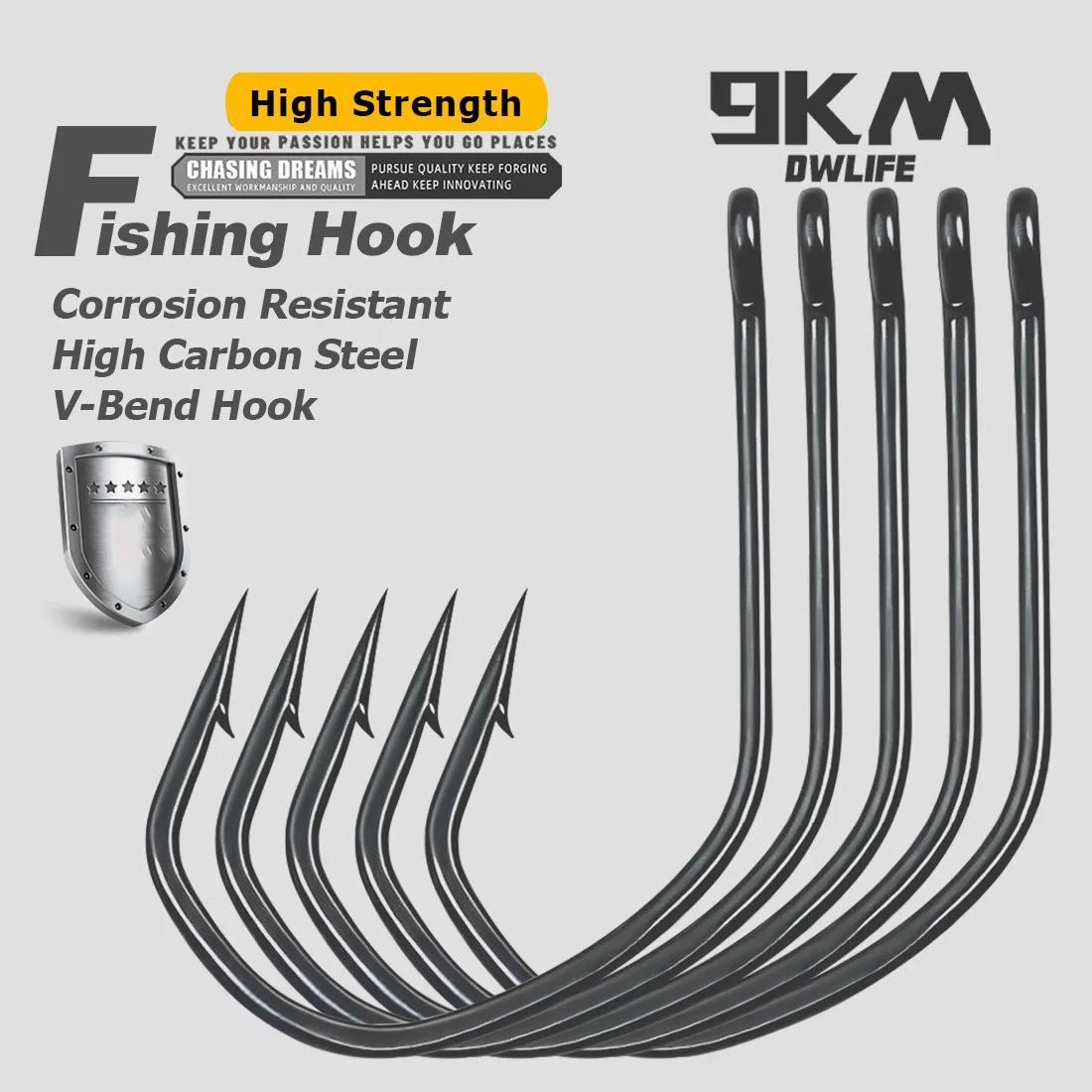 Anzuelo de pesca de PTFE de 9KM, 50-100 Uds., anzuelo loco con curva en V para aparejo loco, anzuelo sin malezas para pesca en agua dulce y salada