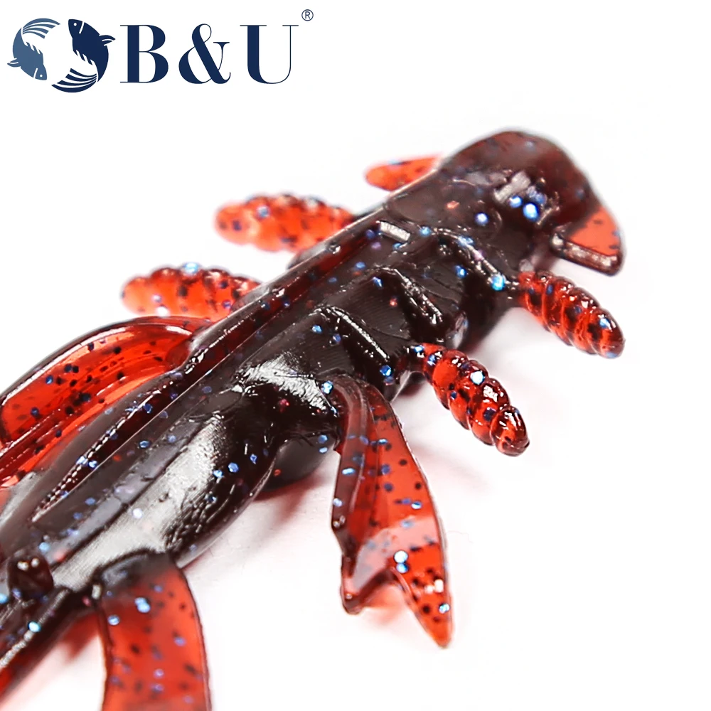 B & U-Señuelos locos de oruga flotante, señuelo suave de 51mm/63mm, Señuelos de pesca de camarones, langosta, señuelo de plástico suave, Señuelos de Pesca - imagen 5