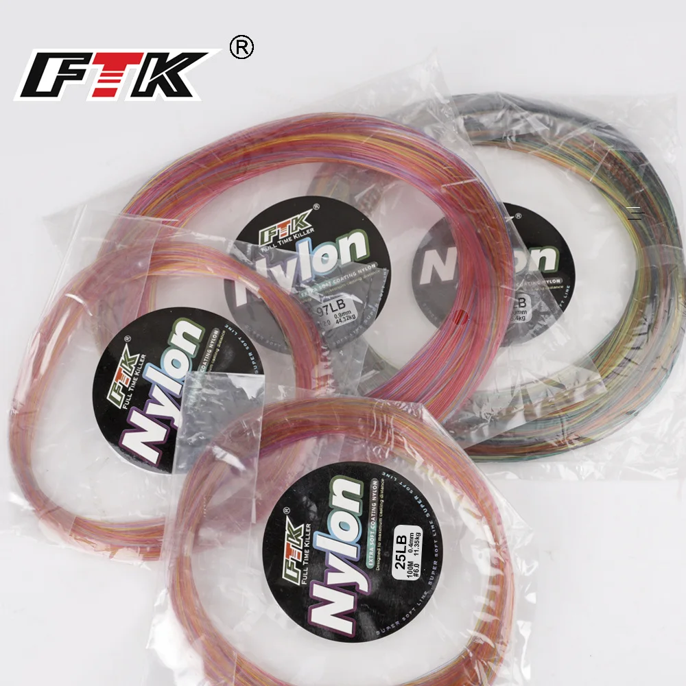 FTK-sedal de pesca de nailon de 100M, monofilamento de Japón, multicolor, para carpa, lago, río, pesca en agua salada, 1 paquete