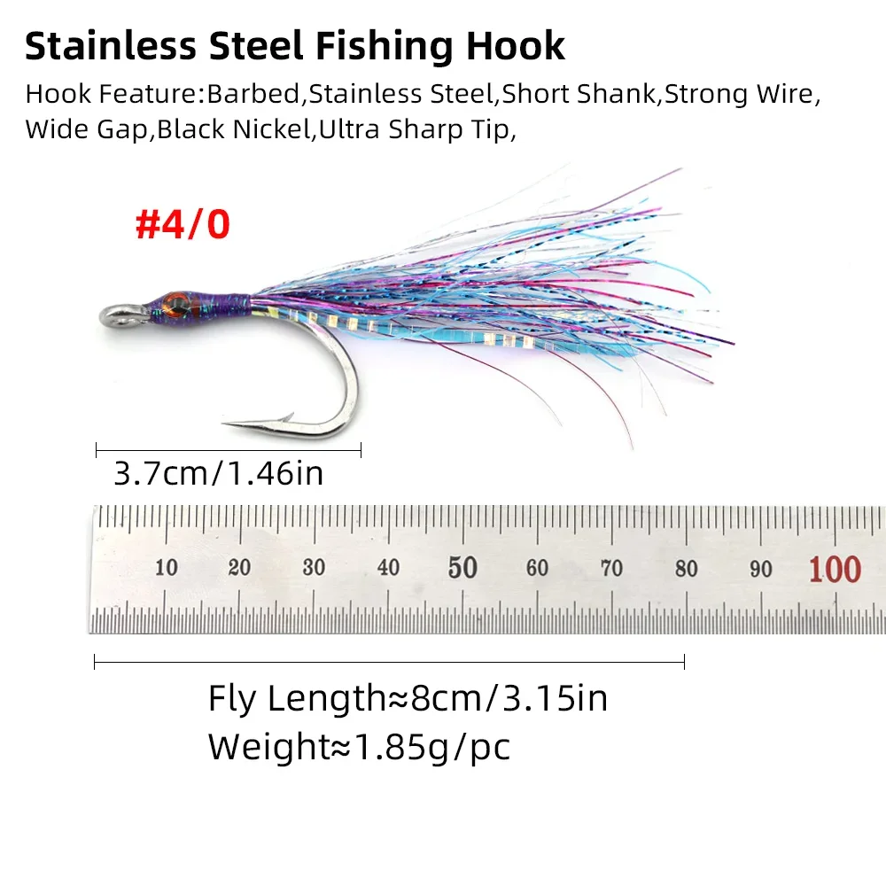 Wifreo 4 piezas # 4/0 pececillo epoxi mosca con púas gancho de acero inoxidable 3D ojo de pez cebo trucha Lucio agua dulce señuelo de pesca de agua salada - imagen 4
