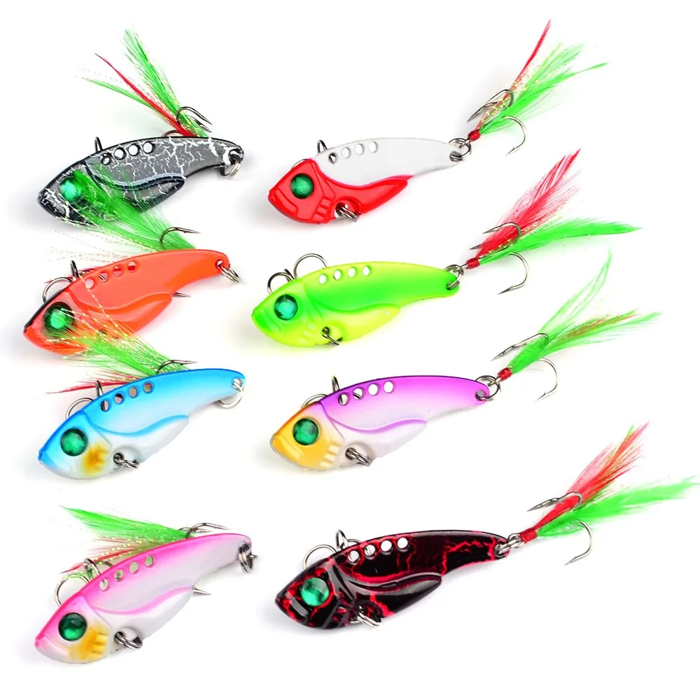 Señuelos de pesca cuchara para Lucio 50mm 10,5g 8 colores con anzuelo triple cuchara oscilante cebo duro de Metal Vib Spoonbait aparejos de pesca señuelos - imagen 3