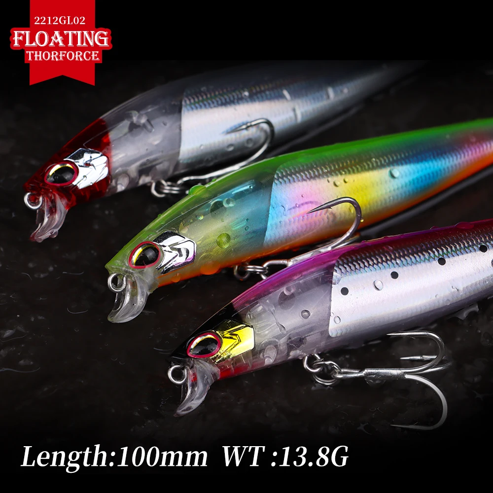 THORFORCE Wiebelende Vissen Lokken 100mm 13.8g Drijvende Minnow Kunstaas Voor Bass Baars Snoek Forel - imagen 4