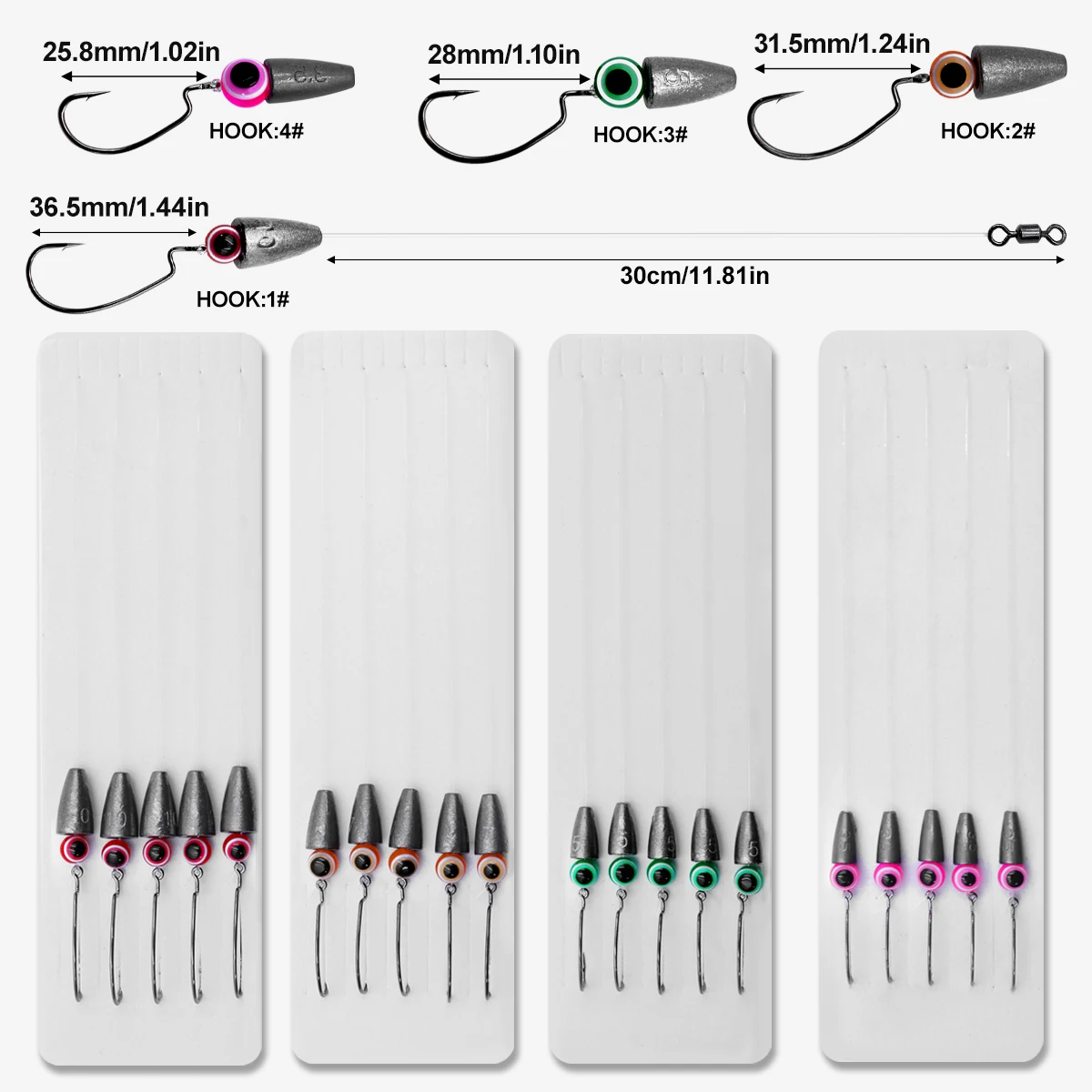 ZYZ 5 unids/lote Texas Rigs 3,5/5/7/10g para líderes de pesca de lubina con ganchos de pesas Kit de sedal aparejado aparejos de pesca aparejos listos - imagen 2