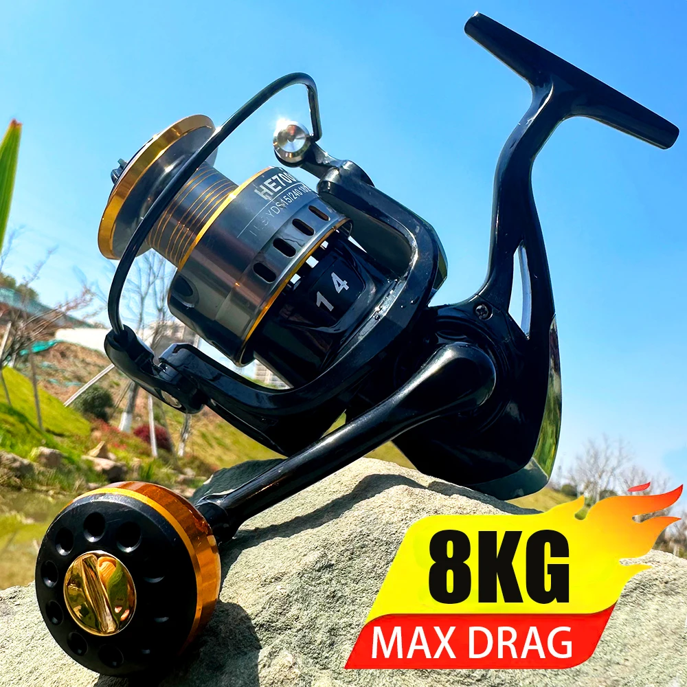 Carrete de pesca giratorio profesional 1000-7000, carrete de Metal ultraligero 5,2: 1/4, 7:1, relación de engranaje, arrastre máximo de 8KG para agua dulce y salada - imagen 4
