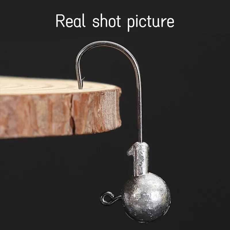 Anzuelos de pesca 20 piezas, 2g, 3g, 5g, 10g, anzuelos con cabeza de manivela, señuelo de plantilla con cabeza de acero de alto carbono, cebo duro, gusano blando, accesorios de aparejos de pesca - imagen 5