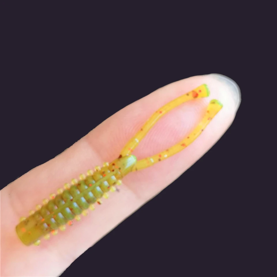 MUKUN Ajing-señuelo de pesca suave, 100 piezas, 0,4g, 3,2 cm, silicona para lubina, cola doble recta, Rockfish, Swimbait, Jigging, gusano - imagen 3