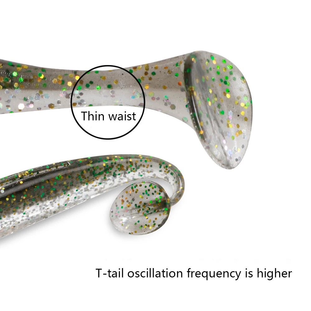 Señuelo de cebo blando de 20 piezas, cola en T, 5,5/6,5/7cm, para pesca en agua dulce al aire libre - imagen 5