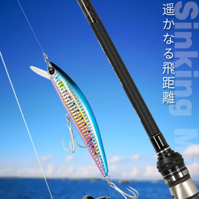 TSURINOYA-señuelo de pesca hundido Minnow120S, 120mm, 40g, pesca en el mar, cebo de agua salada, aparejos de barco de alta resistencia, caballa de atún y lubina - imagen 5