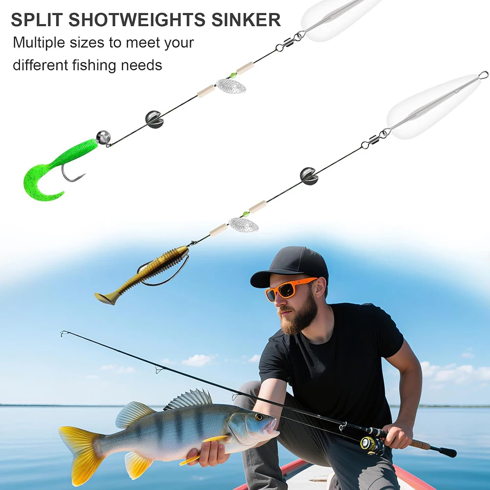 Juego de mordeduras de plomo, 60/120 Uds., mordedor de plomo abierto, balsa de plomo abierta redonda desnuda, Clip de pesca, equipo de pesca de plomo, plataforma de caída de plomo - imagen 5