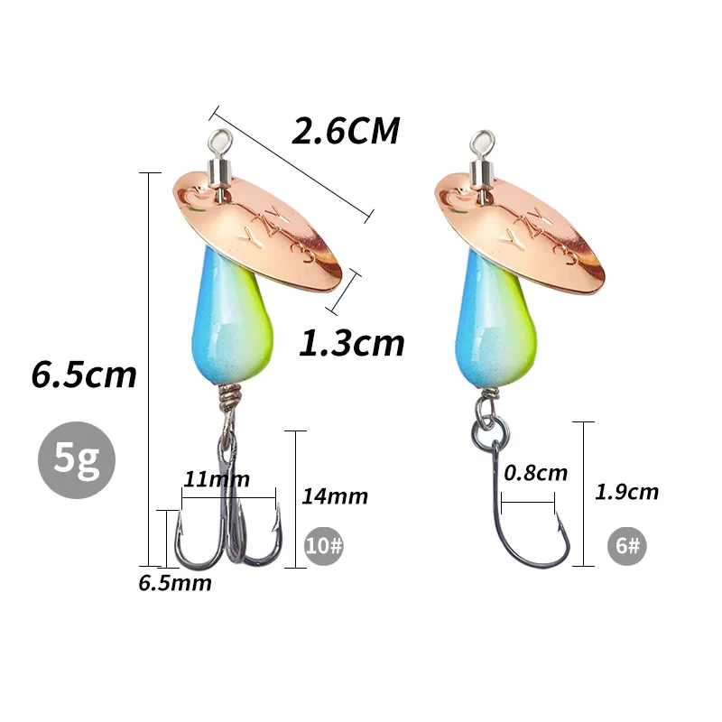 10 Uds AR-S hoja giratoria un solo gancho 5g7g señuelo de Metal latón duro Artificial cuchara cebo cobre agua dulce Creek trucha - imagen 5