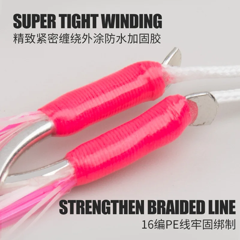 TEASER-anzuelo de pesca de acero al carbono HK045, 2 piezas, 2/0, 3/0, 4/0, 5/0, Mustad, anzuelo de asistencia de Jigging de caída lenta, rosa, luminoso - imagen 5