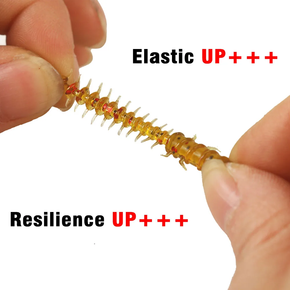 MNFT 60 uds 45mm/0,4g Luya señuelo de pesca suave raíz de PVC cebo de pez espiral de 3 colas cebo de babosa multicolor - imagen 4