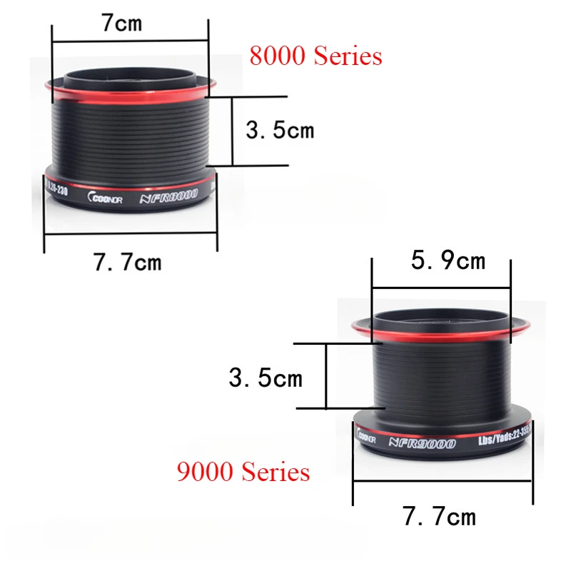 Rueda de pesca a distancia de carpa de alta velocidad serie 12 + 1BB 9000 + 8000, carrete de pesca giratorio 4,6: 1 con carrete de Metal de repuesto serie 8000 - imagen 5