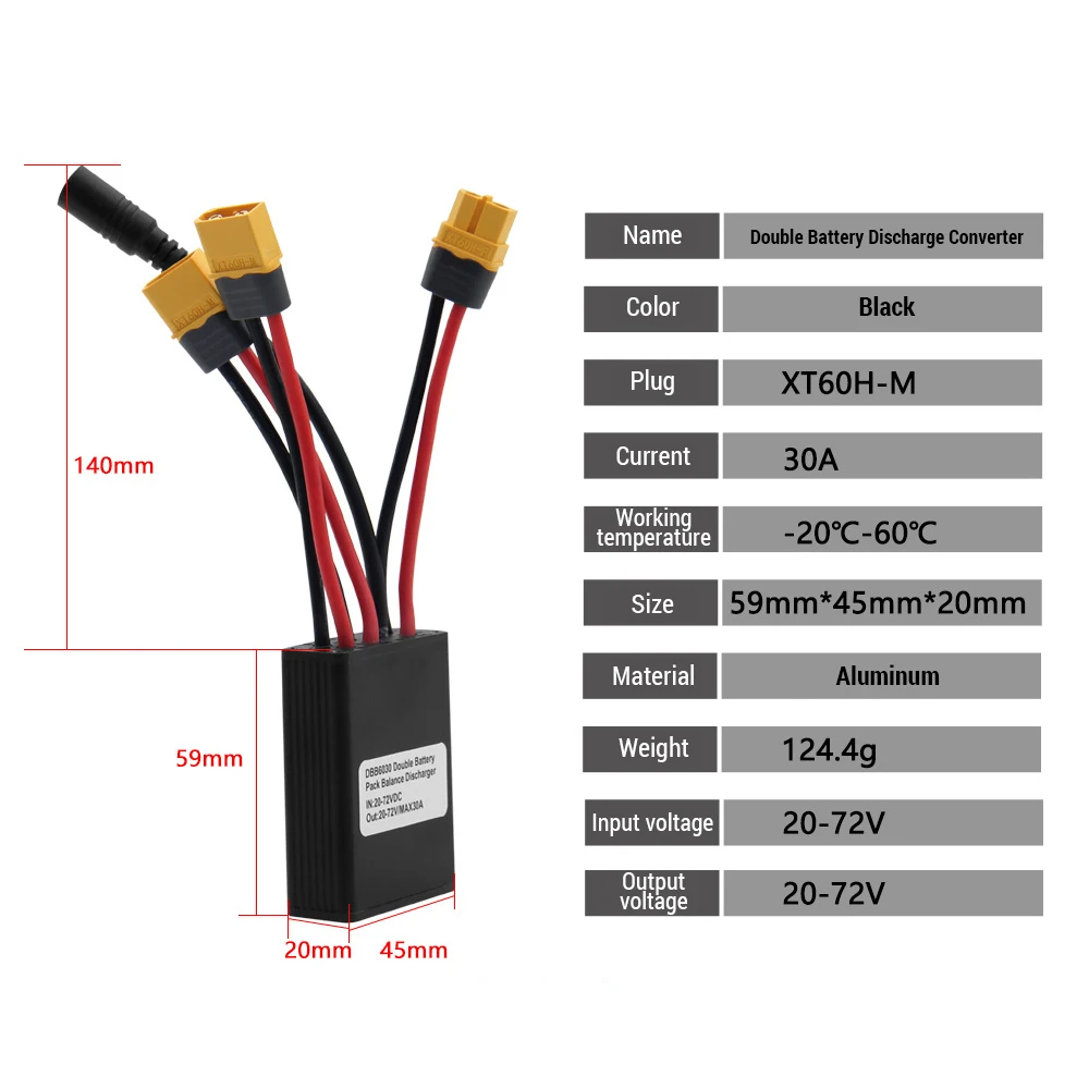 Conector de batería doble para bicicleta eléctrica, convertidor de descarga, 20V, 72V, 30a - imagen 2