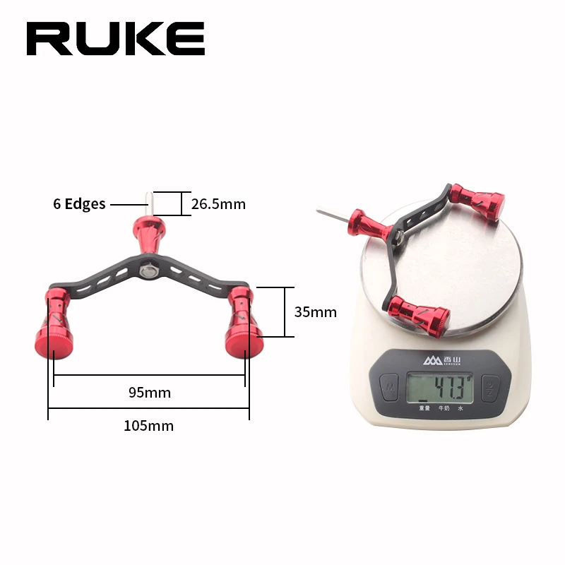 Ruke mango de pesca de fibra de carbono con perilla de aleación, eje de 6 ángulos para carrete tipo D, accesorio de pesca DIY, mango doble, 1 unidad - imagen 2