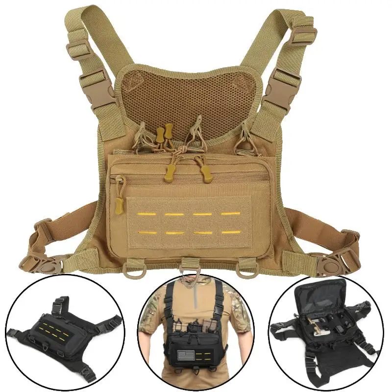 Bolsa táctica de pesca para hombre, riñonera Molle para senderismo, escalada al aire libre, correr, aparejo de ciclismo, chaleco deportivo de caza, mochila