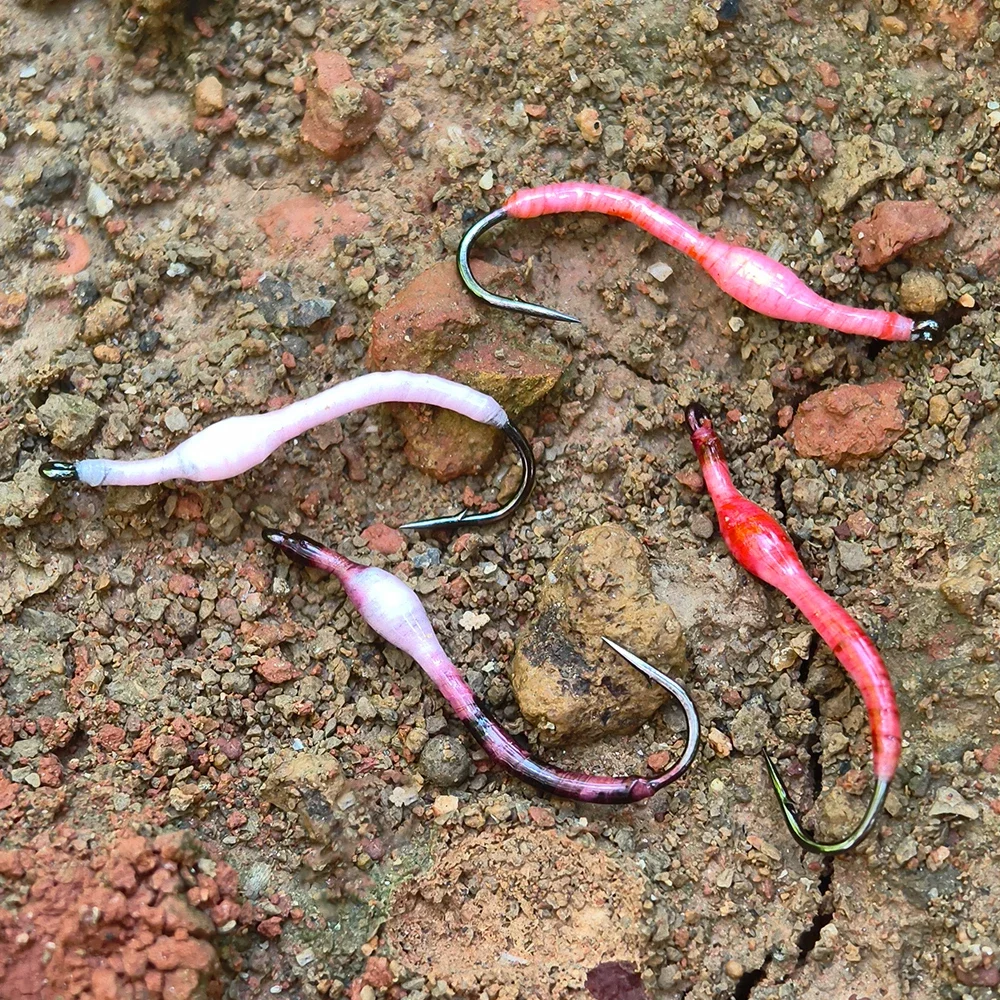 Wifreo # 13 gancho 4 colores epoxi Squirmy gusano mosca luminosa tierra gusano señuelo realista pesca con mosca cebo para trucha tipo panfish - imagen 4