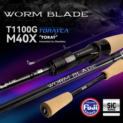 Caña de pescar Kingdom Worm Blade 1,95 m 1,98 m 2,01 m 2,04 m L/ML/M/MH anillo guía Fuji Toray 33T + 40T caña de pescar de lubina de tela de carbono