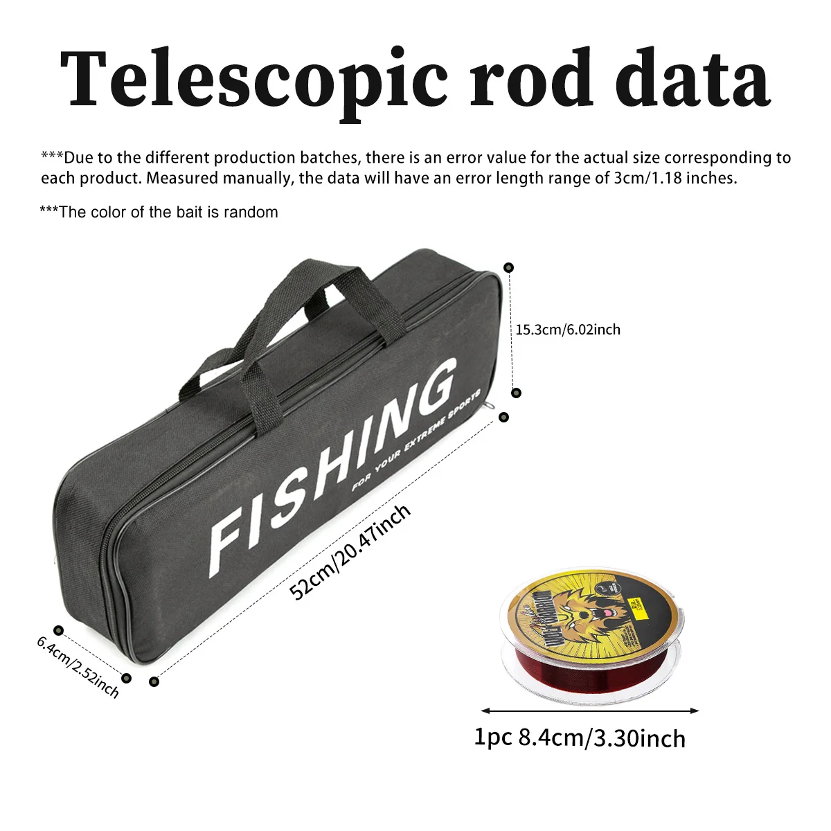 Juego de equipo de pesca con caña giratoria de 1,8 m, Kit de iniciación, caña de pescar con caja de cebo, bolso y rueda para niños - imagen 5