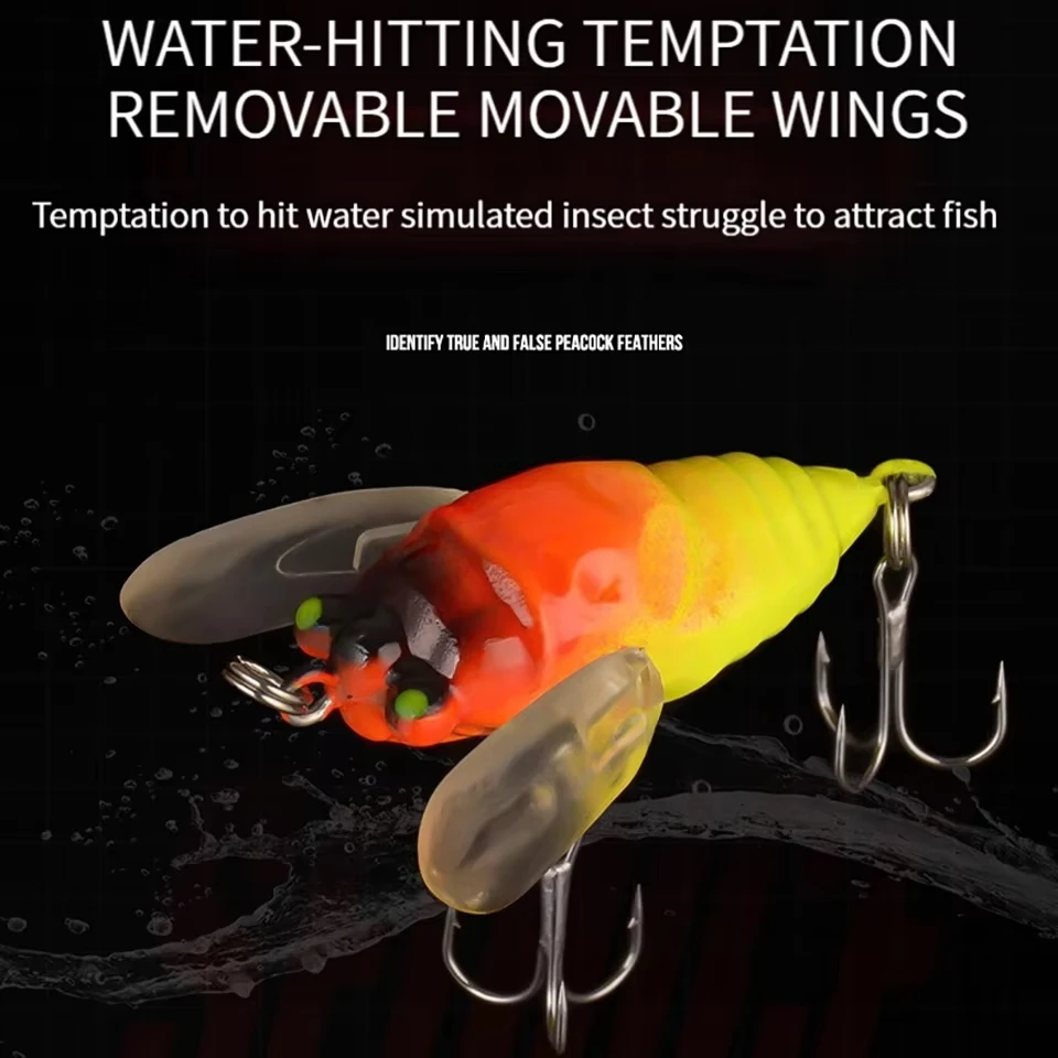 WALK FISH-señuelo de pesca de cigarra, 6,5g/5cm, simulación de ruido superior, sistema de superficie de agua, alas luminosas de noche, cebo falso, pesca en el mar - imagen 2