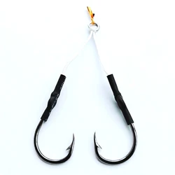 Anzuelo de pesca igging, anzuelos dobles de acero inoxidable con línea trenzada, anillo sólido, accesorios para aparejos de pesca, anzuelos de agua salada