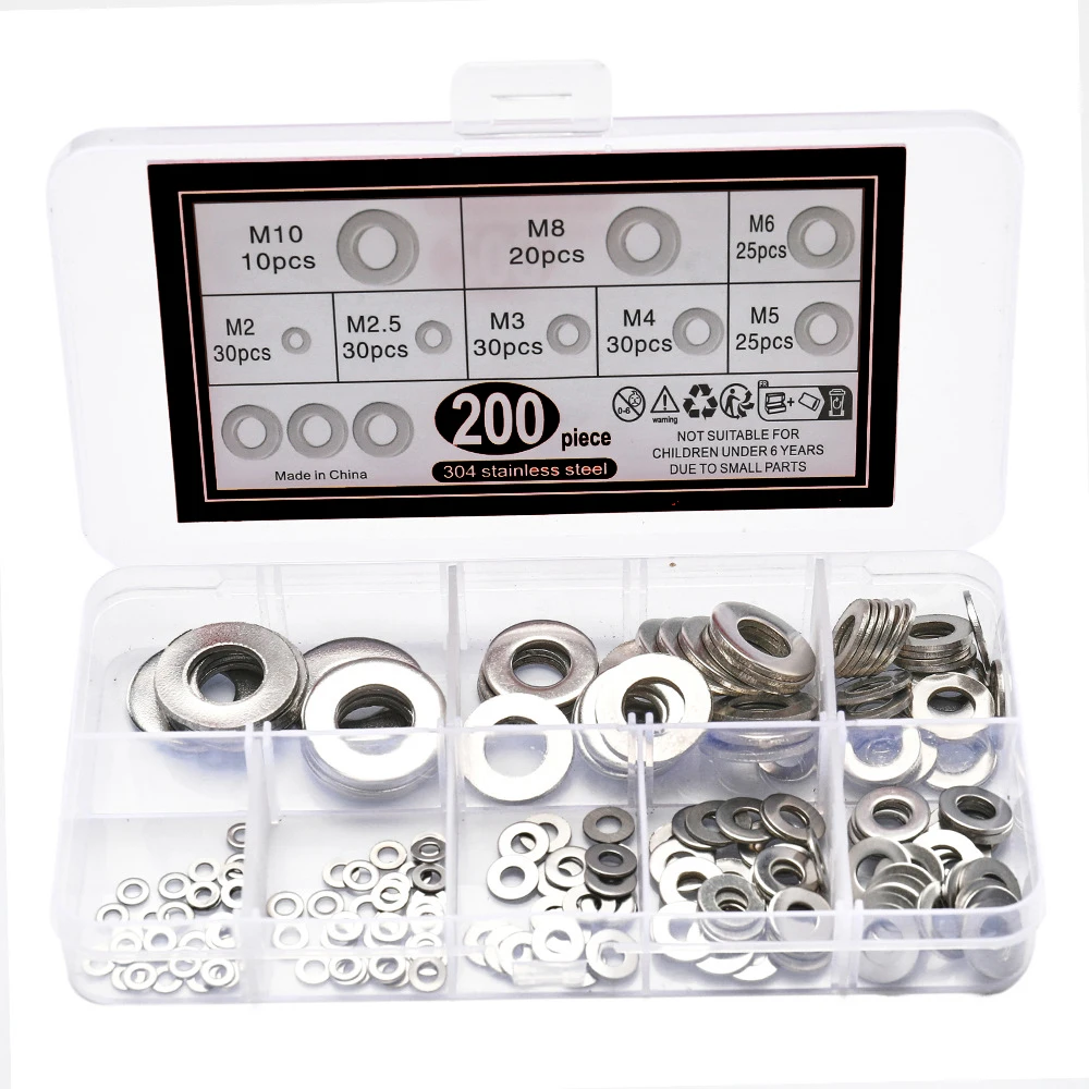 Arandelas Planas Acero Inoxidable 910/200 – Kit 200 piezas ferretería - imagen 2