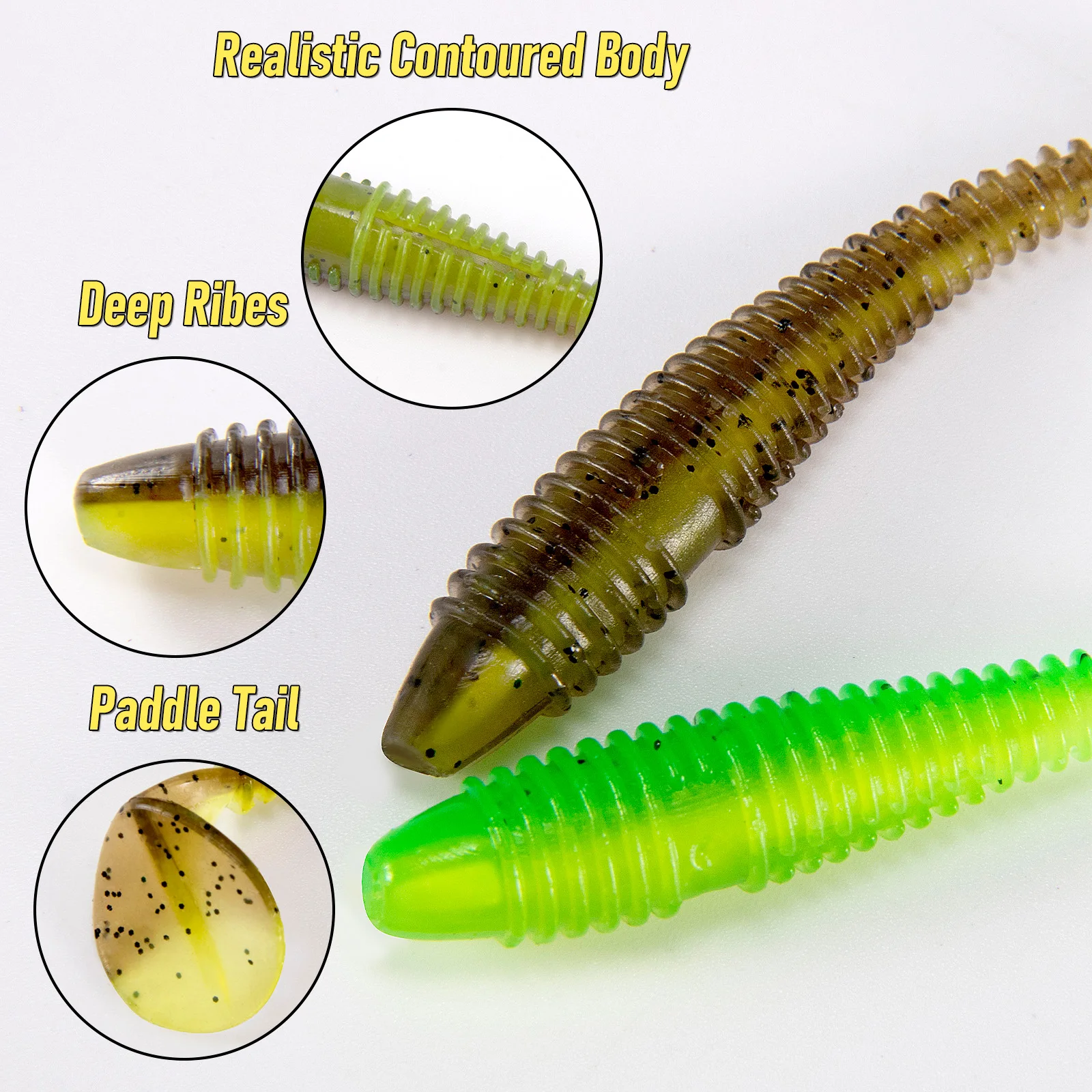 Señuelos Swimbait de vinilo cola de paleta – Drop Shot y Texas Rig - imagen 5