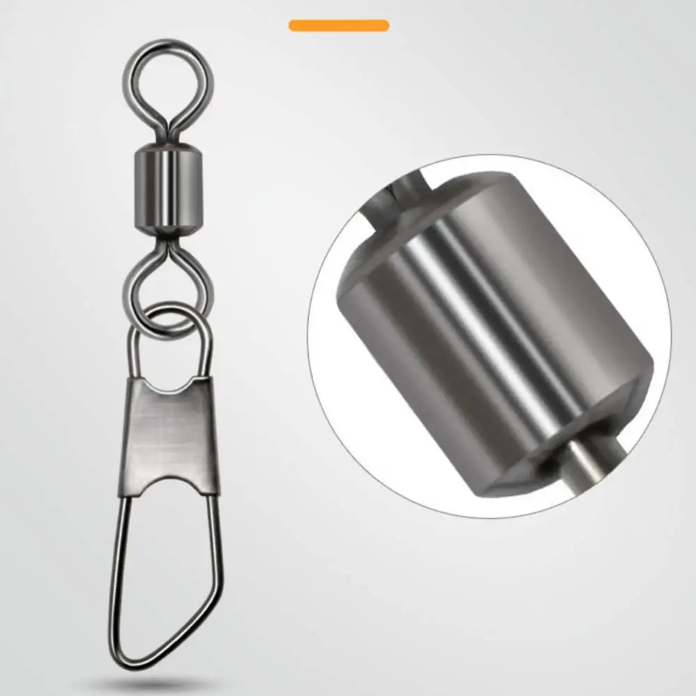 Pin giratorio de pesca con cierre a presión, Conector de acero inoxidable, anillo sólido, alta velocidad, aparejos de pesca, 10-50 piezas - imagen 5