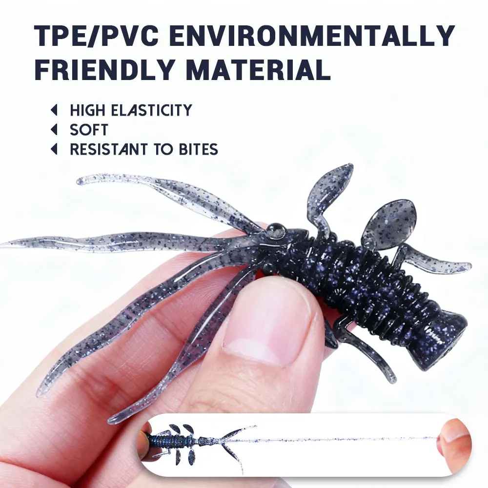 ZUKIBO10pcs cebo blando de camarones señuelos peces para flotar/fregar 6cm Gel de sílice Multicolor para mejorar el sabor de pesca de lubina y trucha - imagen 2