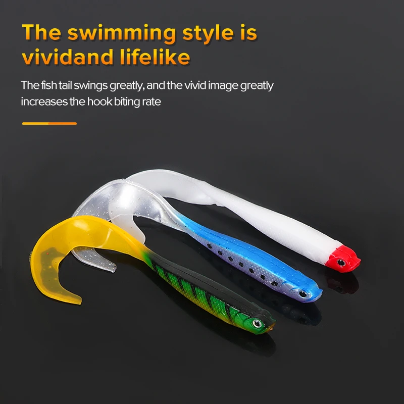 3 uds gusano silicona cola en T 5,5 cm Señuelos de Pesca Pesca Artificial silicona suave cebo Pesca de carpa - imagen 4