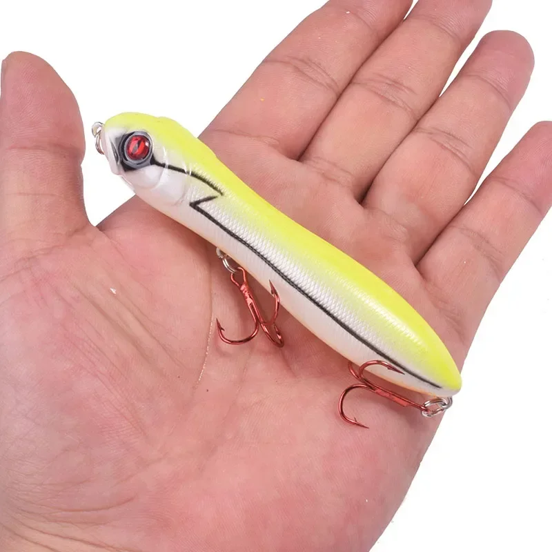 Señuelo de pesca Topwater, 10cm, 15g, lápiz flotante, Wobblers de plástico, cebo duro Artificial con anzuelos para aparejos de pesca de Lucio, 1 ud. - imagen 3