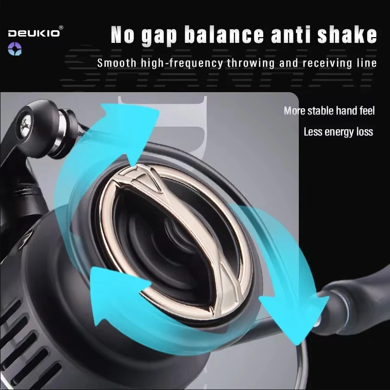 Carrete de pesca giratorio ligero DEUKIO, 6 + 1 rodamientos de bolas, cuerpo de fibra de carbono de arrastre de 8kg, antiagua de mar para bobina de pesca de agua salada - imagen 5