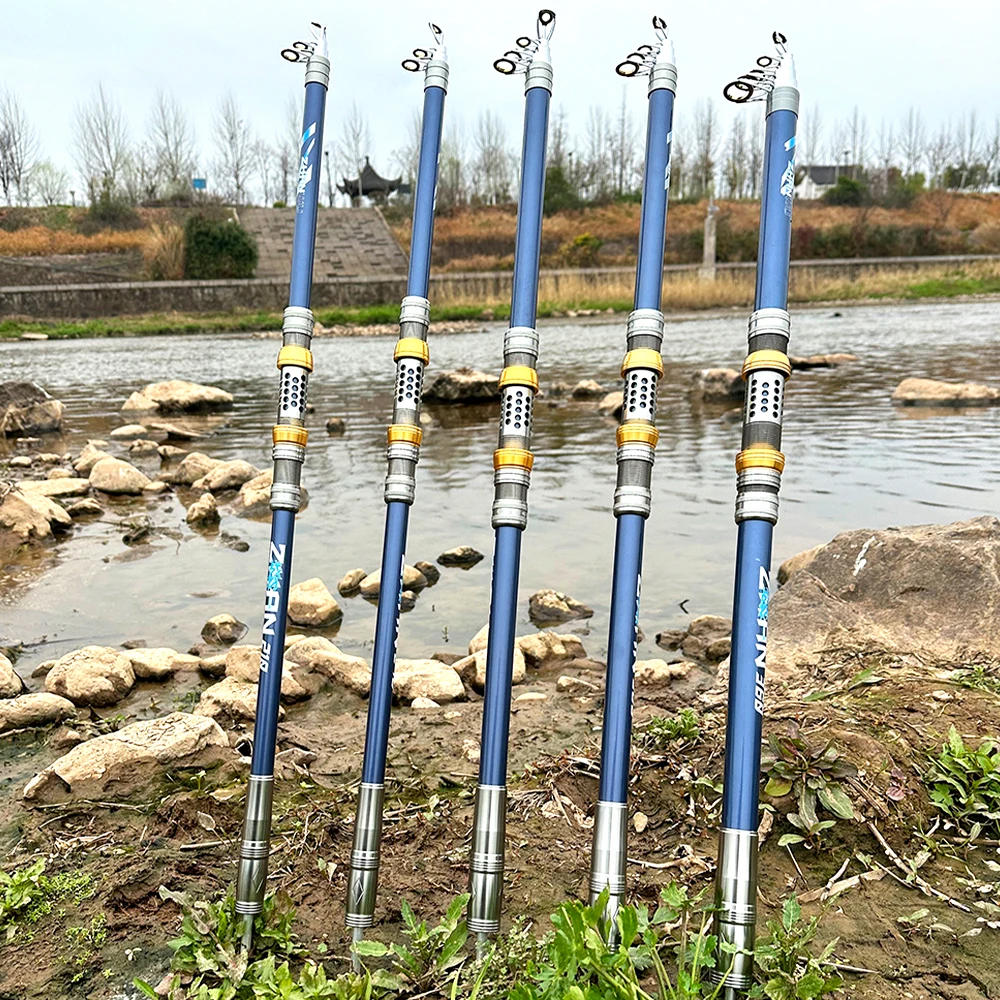 Cañas de pescar telescópicas para Surf, 2,1/2,4/2,7/3,0/3,6 m, potencia giratoria de carbono, lanzamiento de Surfcasting, caña de pescar de fundición larga costera - imagen 5