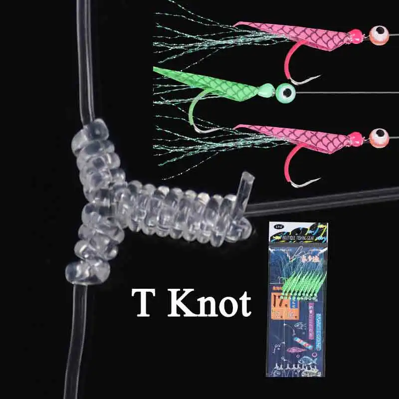 6/9 anzuelos Sabiki Rigs Señuelos de pesca de agua salada aparejos de cebo piel de pescado Real gancho de cuerda caballa que brilla en la oscuridad Flash Sabiki Rigs - imagen 4