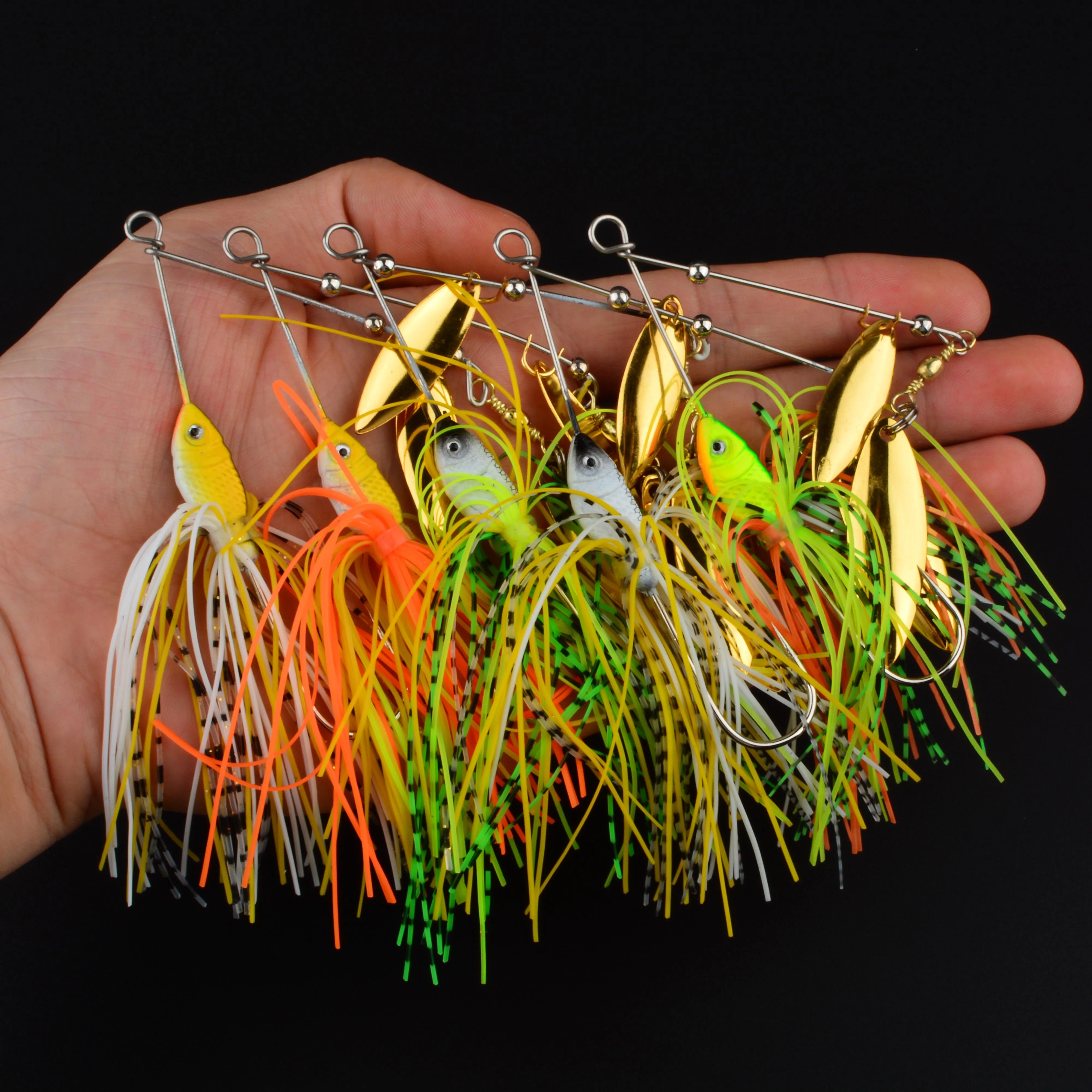Spinnerbaits giratorios coloridos con cola atractiva y anzuelo afilado - imagen 4